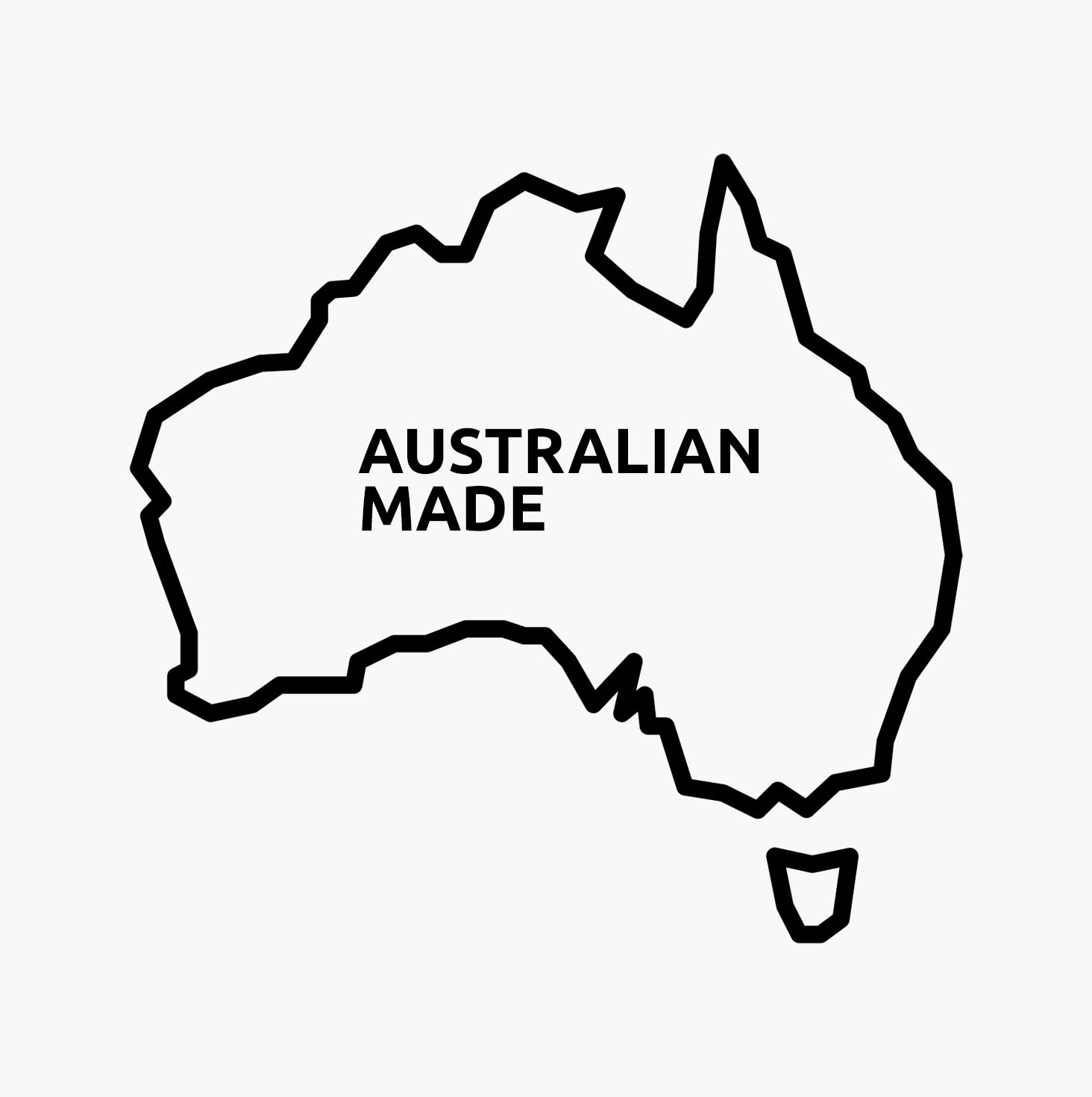 Outline of australia with the words "australian made" inside, symbolizing products manufactured in australia. - K. Charles & Co. in San Antonio and Schertz, TX